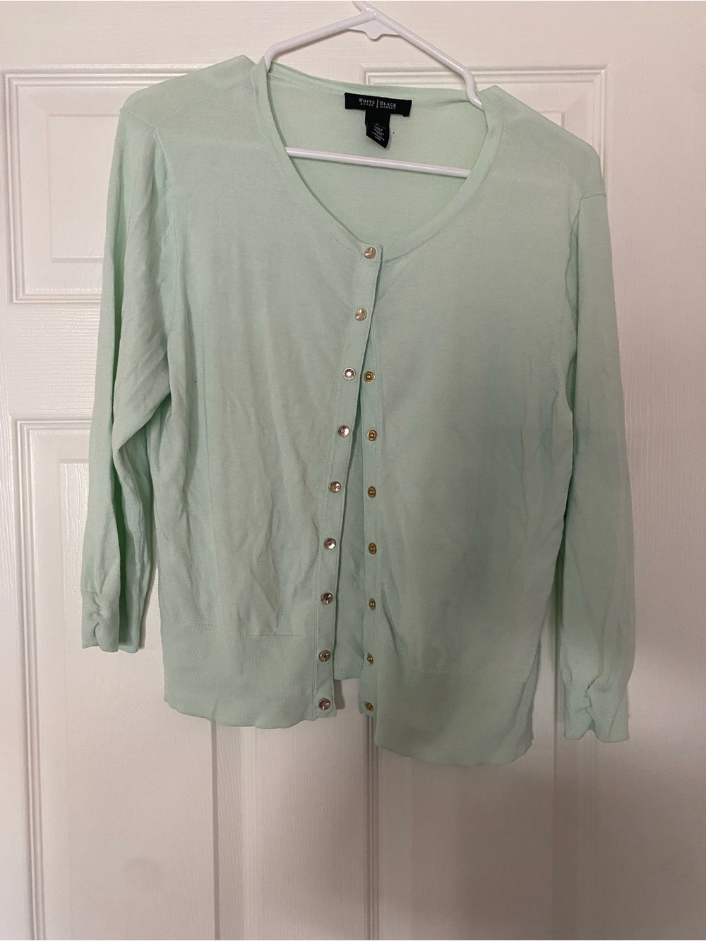 White House Black Market Light Mint Button-Front Cardigan